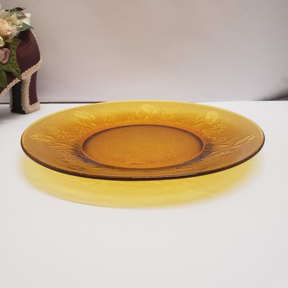 Vintage France Vereco Amber Flower Plate - Picture 5 of 16